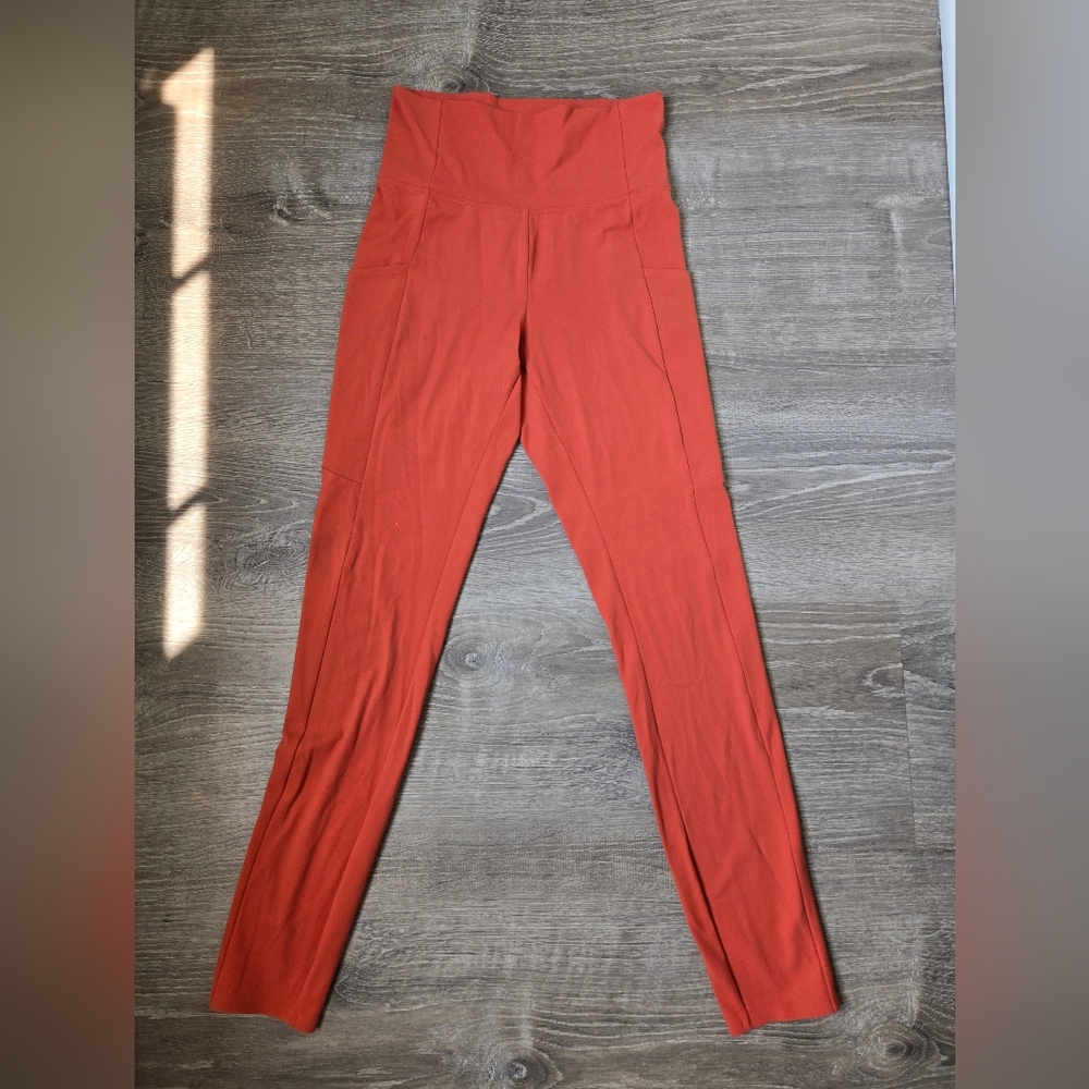 REI Cooperative Red Orange High-Waisted Take Your Time Leggings XS- Pockets